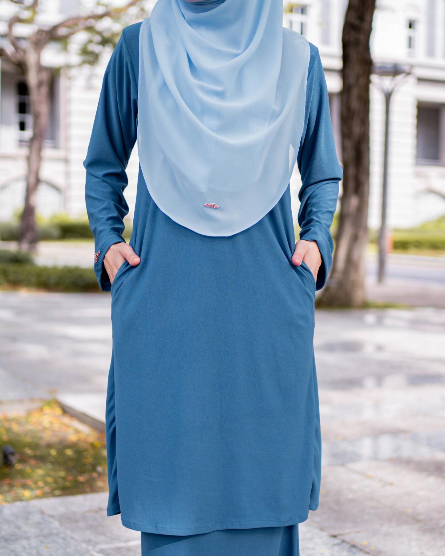 Baju Kurung Pahang Laura Plain 4.0 - Ice Teal