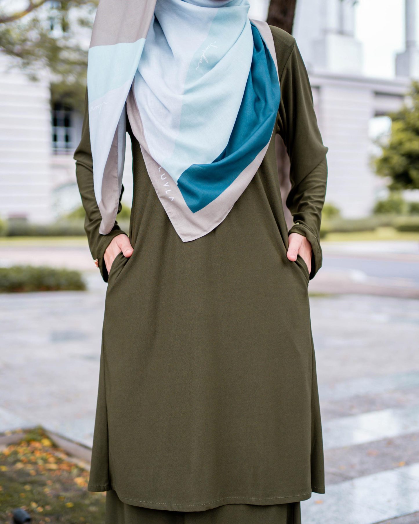 Baju Kurung Pahang Laura Plain 4.0 - Olive Green