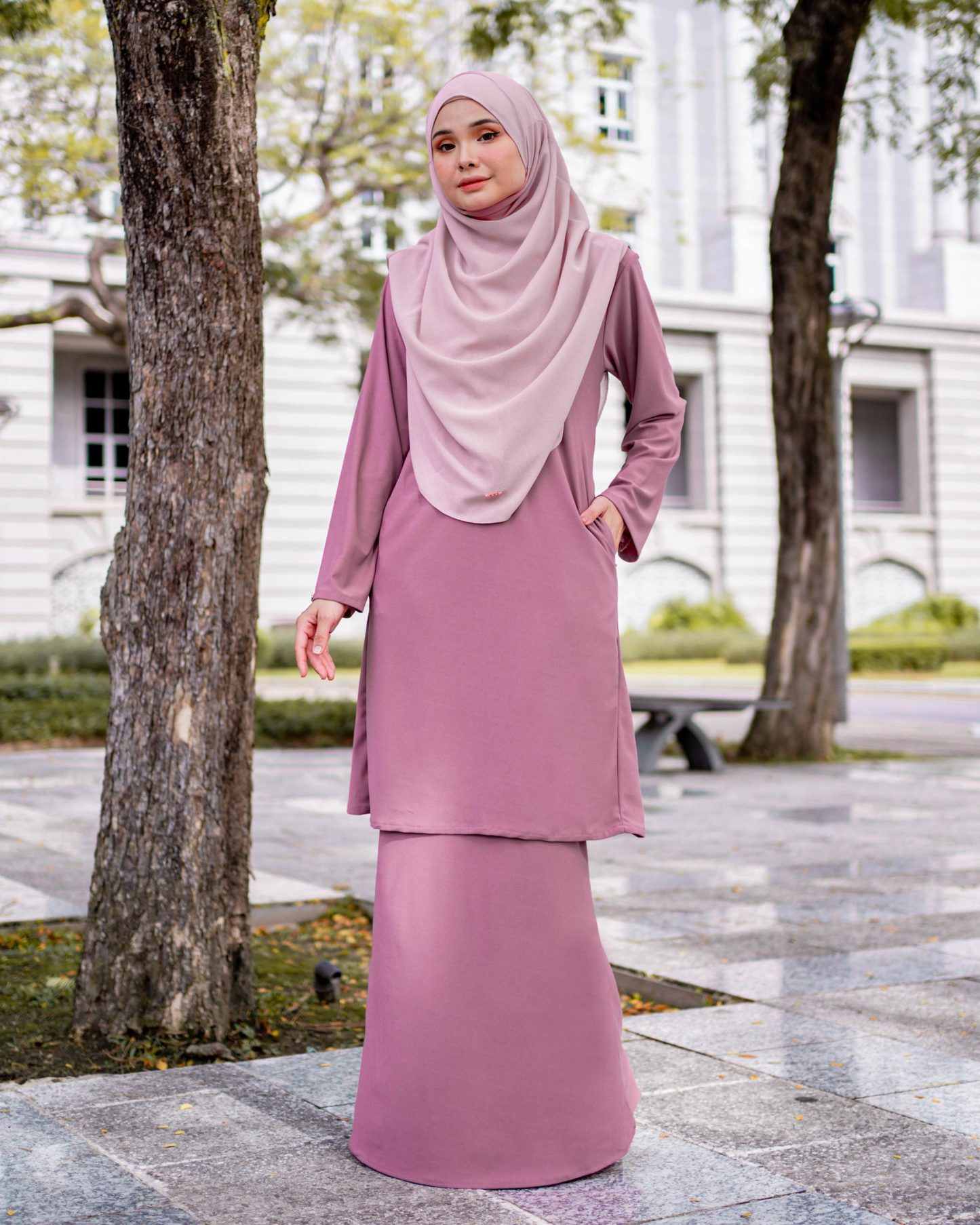 Baju Kurung Pahang Laura Plain 4.0 - Taffy Pink