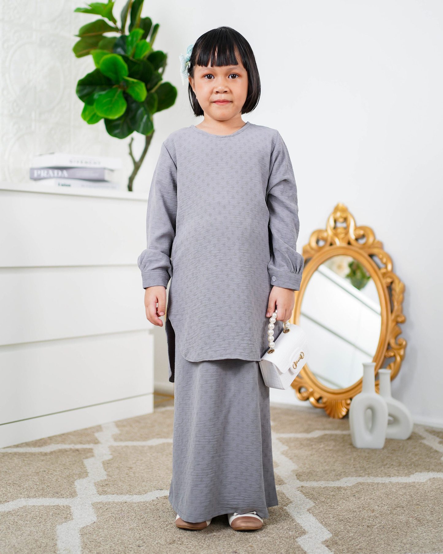 Baju Kurung Lisna Kids Laluna X MCC - Pewter Grey