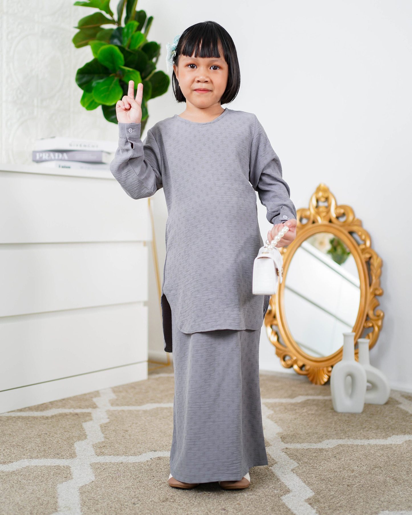 Baju Kurung Lisna Kids Laluna X MCC - Pewter Grey