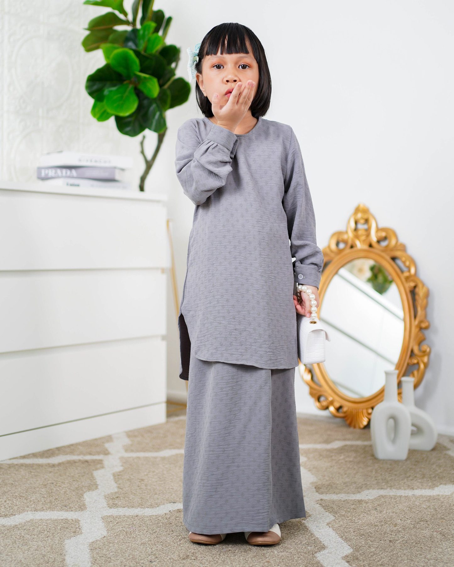 Baju Kurung Lisna Kids Laluna X MCC - Pewter Grey