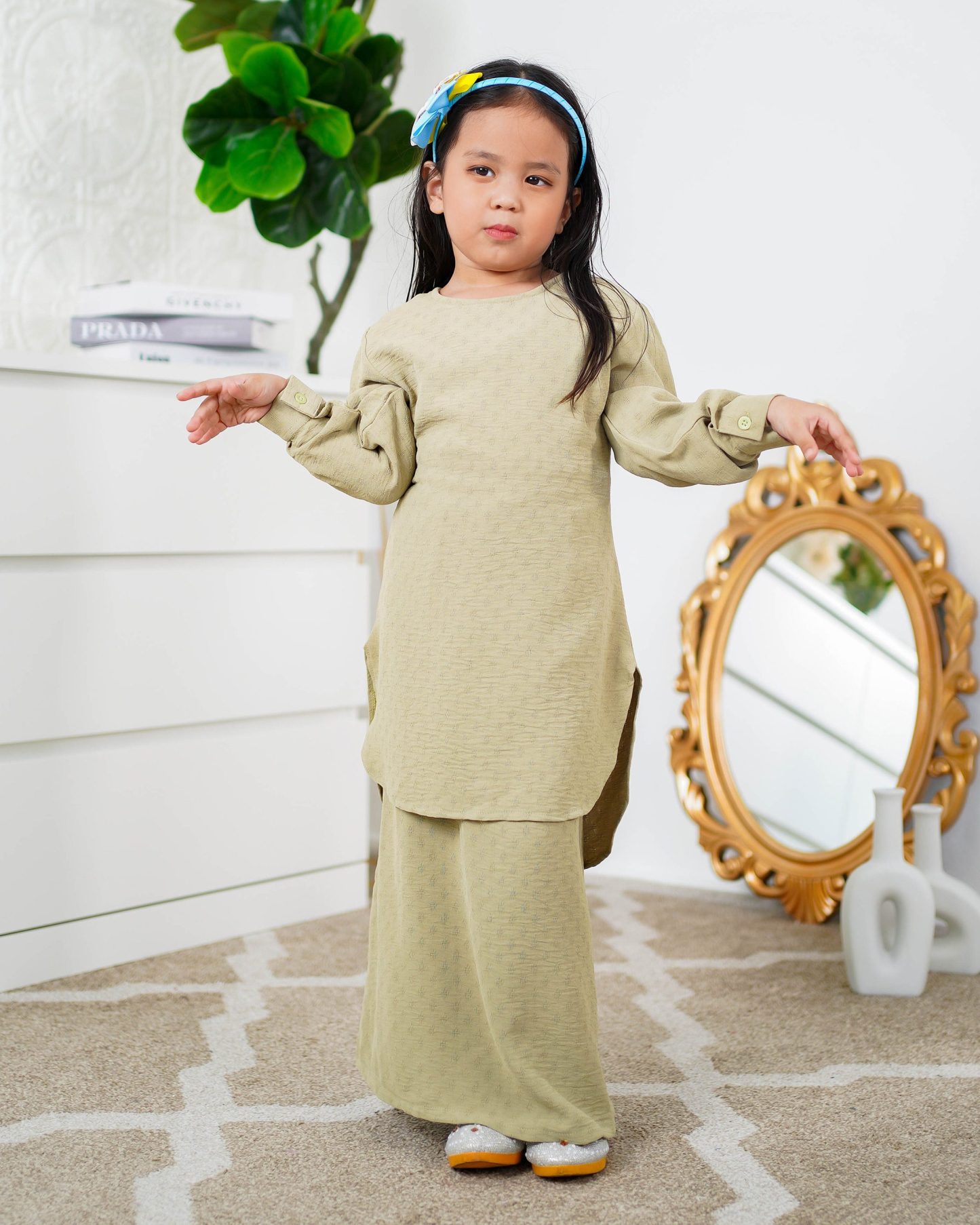 Baju Kurung Lisna Kids Laluna X MCC - Sage Green