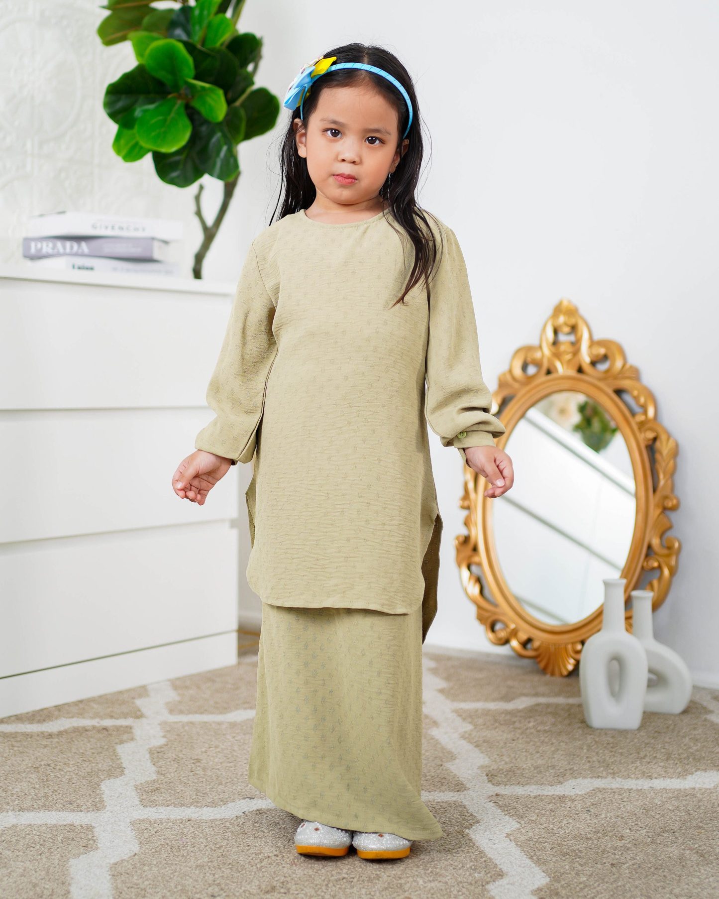 Baju Kurung Lisna Kids Laluna X MCC - Sage Green