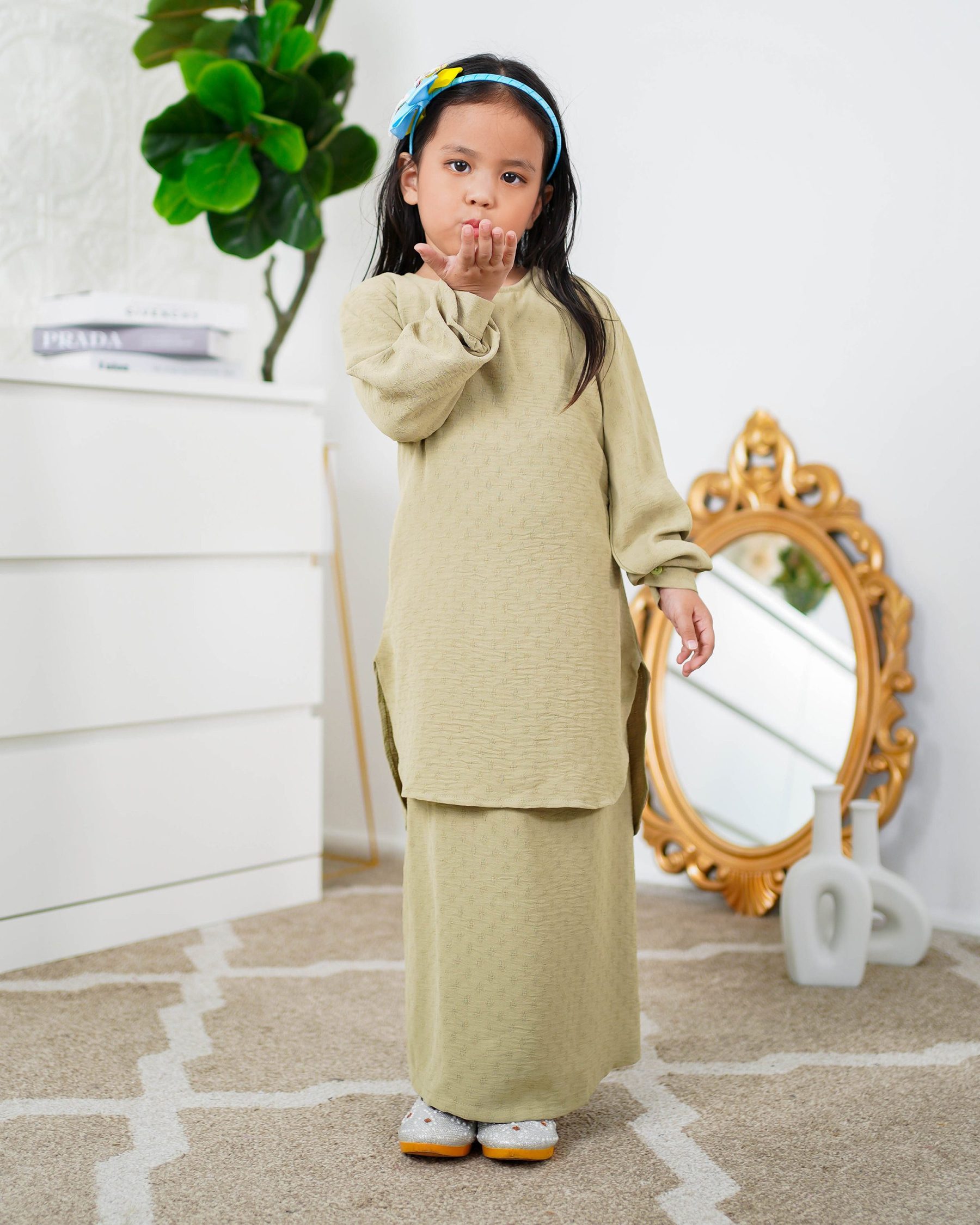 Baju Kurung Lisna Kids Laluna X MCC - Sage Green