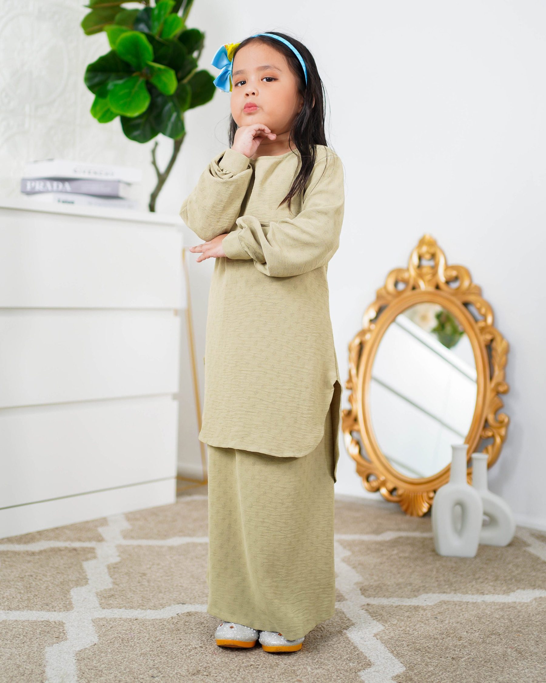 Baju Kurung Lisna Kids Laluna X MCC - Sage Green