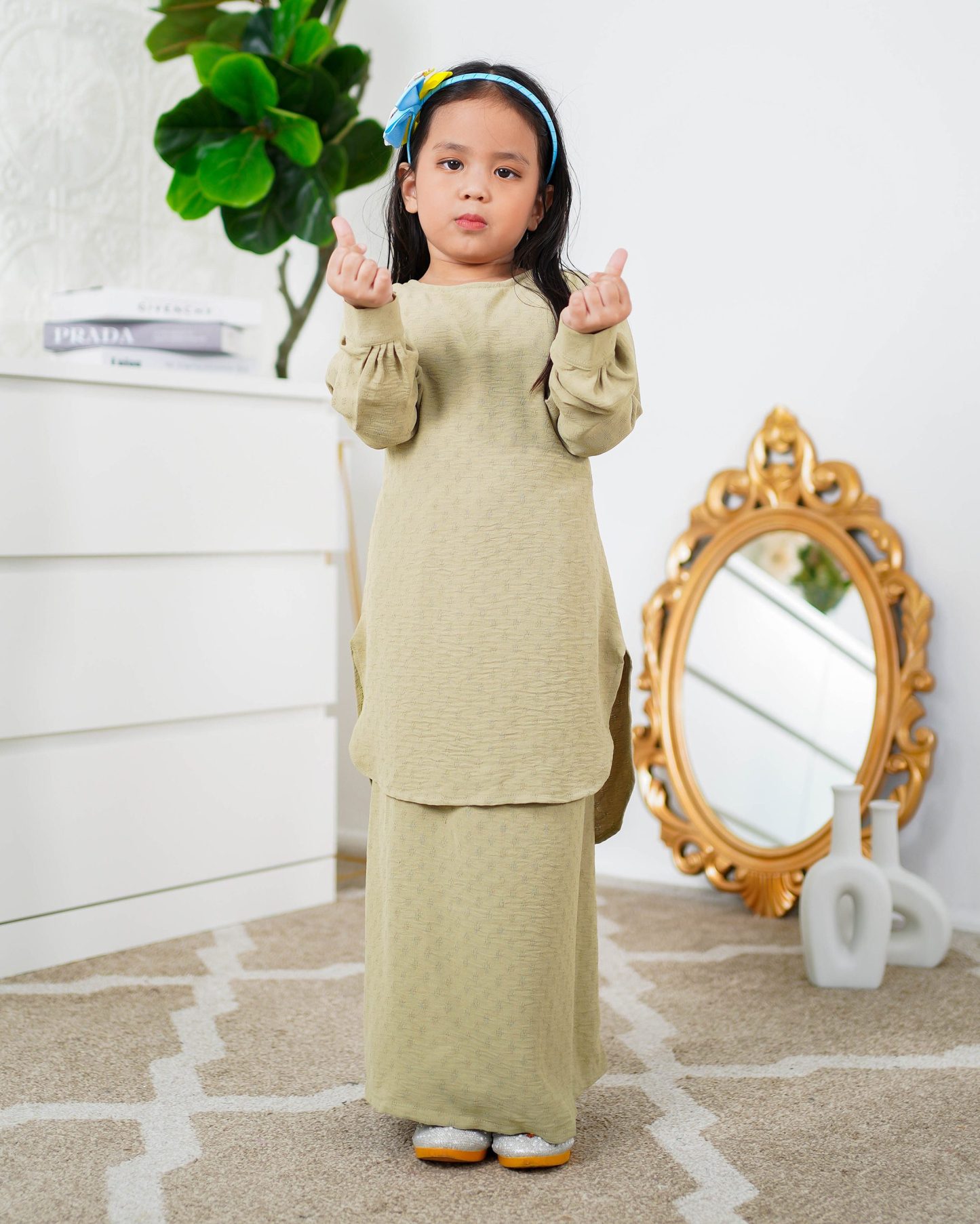Baju Kurung Lisna Kids Laluna X MCC - Sage Green