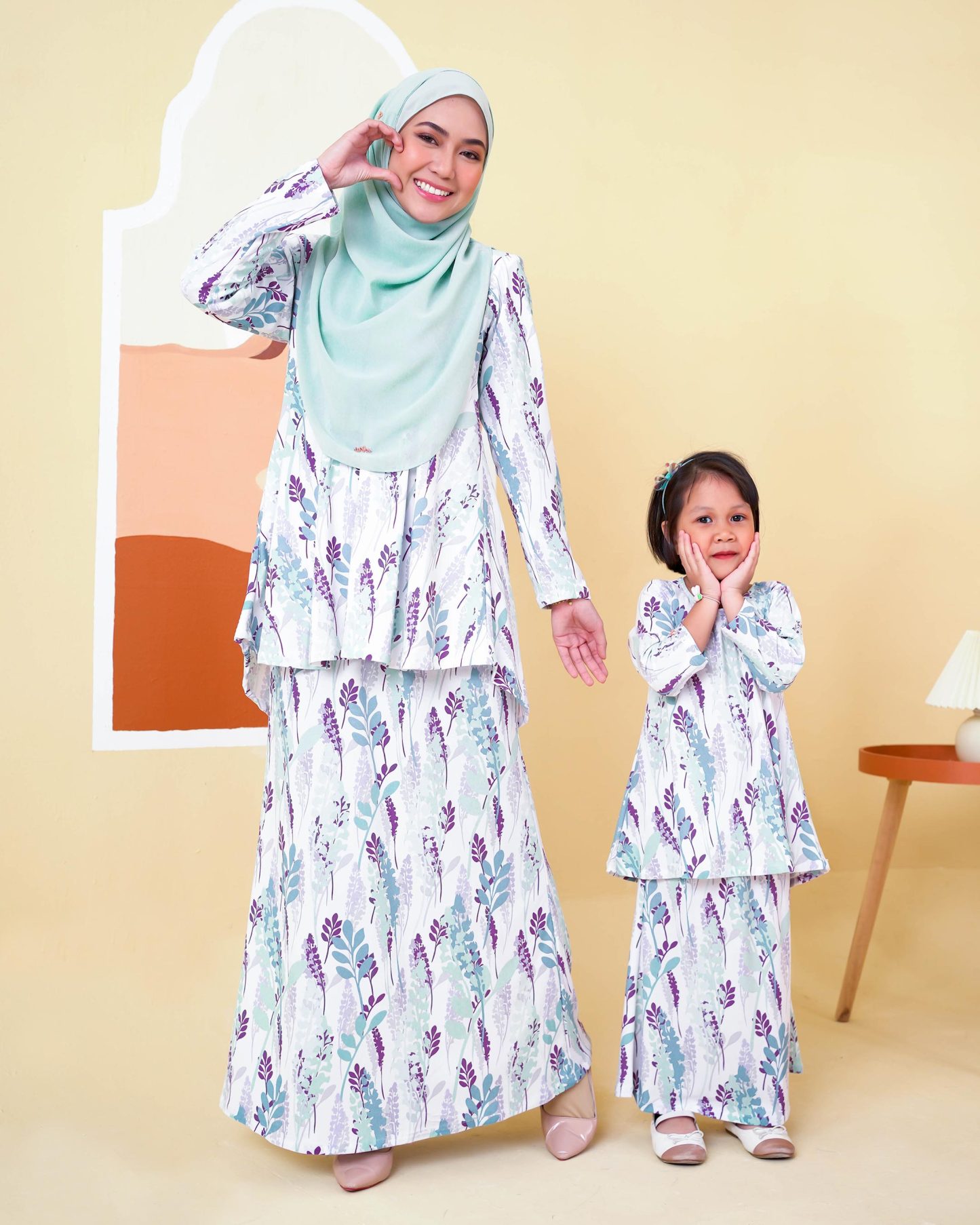 Baju Kurung Lola Printed 2.0 - Mint Lavender