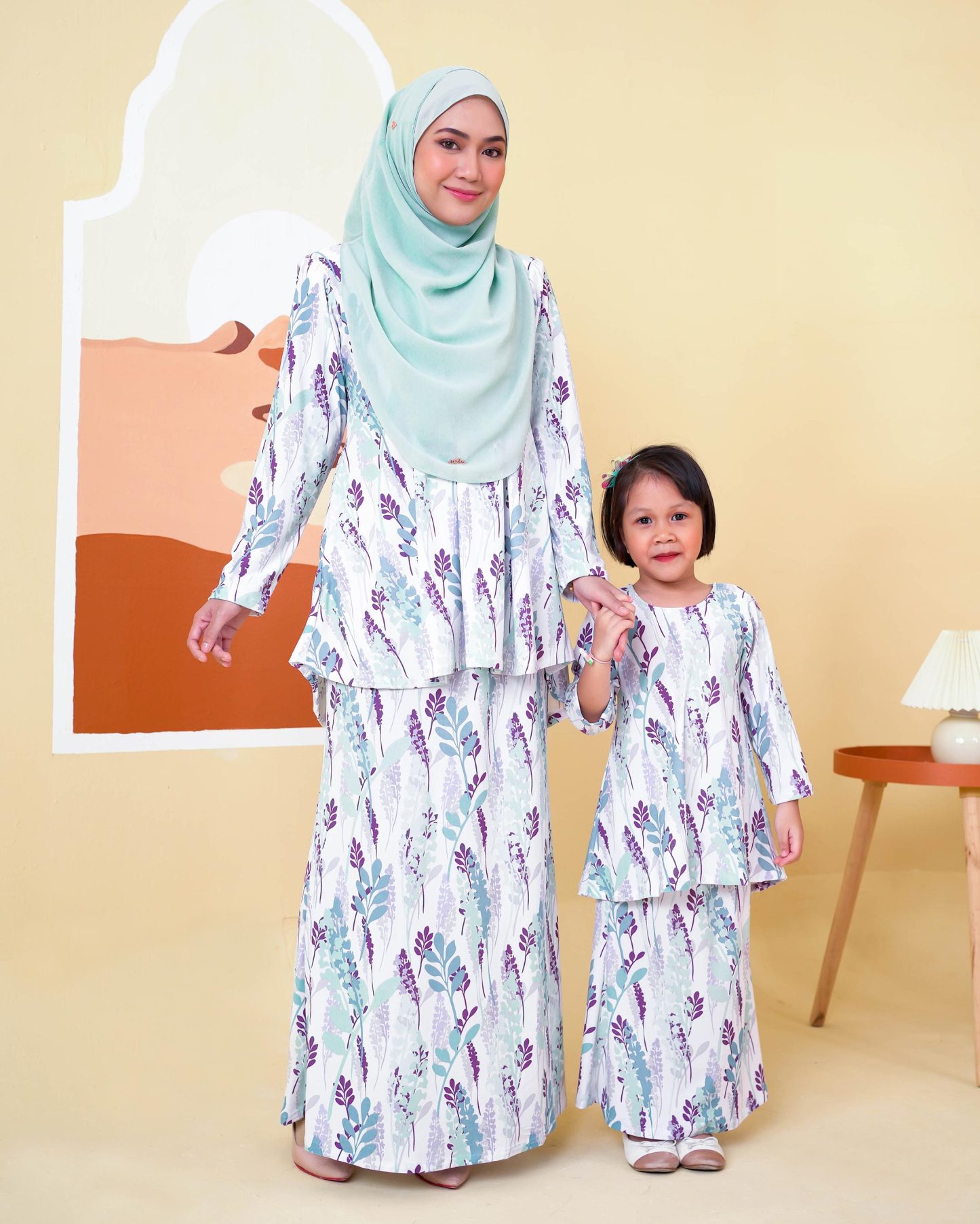 Baju Kurung Lola Printed 2.0 - Mint Lavender