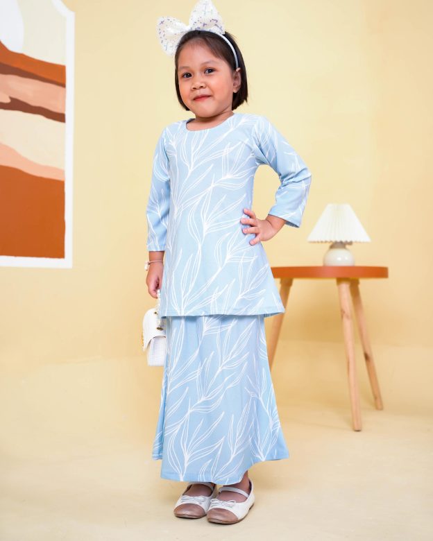 Baju Kurung Lola Printed Kids 2.0 - Aspen Blue