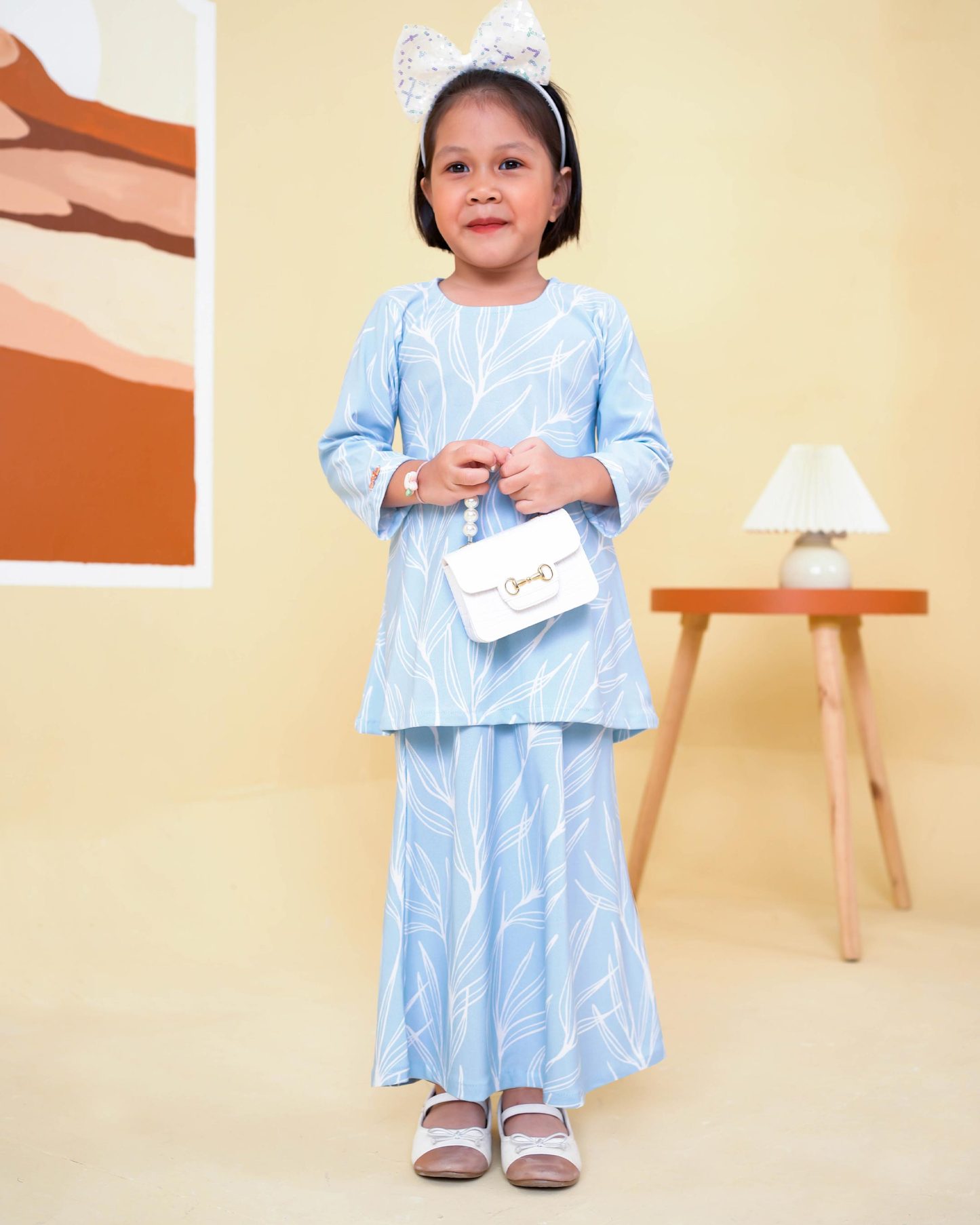 Baju Kurung Lola Printed Kids 2.0 - Aspen Blue