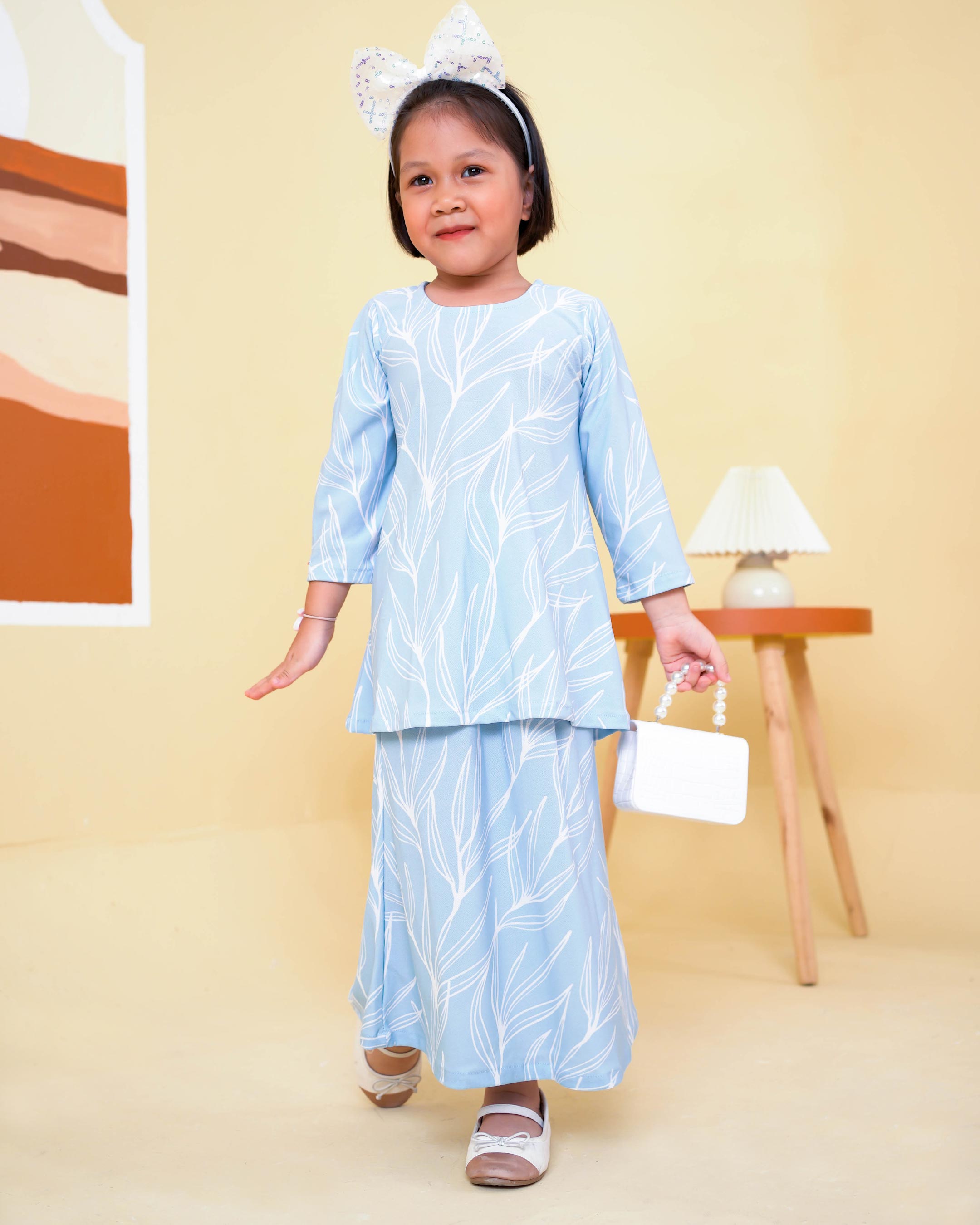 Baju Kurung Lola Printed Kids 2.0 - Aspen Blue