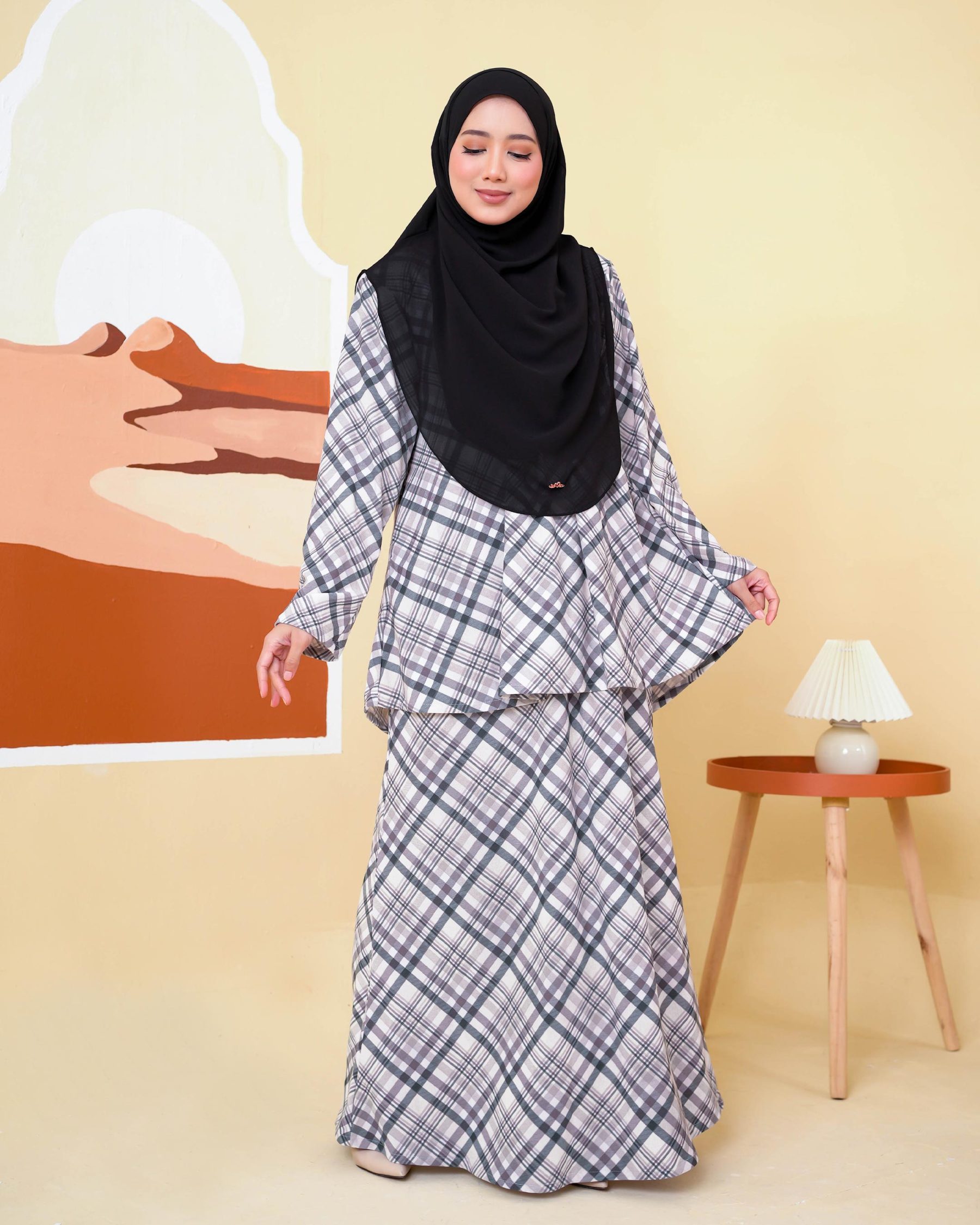 Baju Kurung Lola Printed 2.0 - Gingham Matte