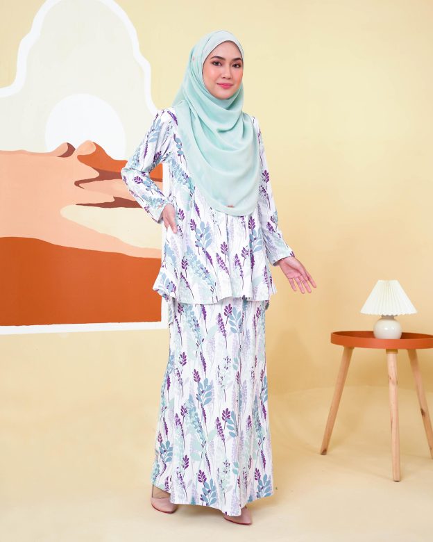 Baju Kurung Lola Printed 2.0 - Mint Lavender