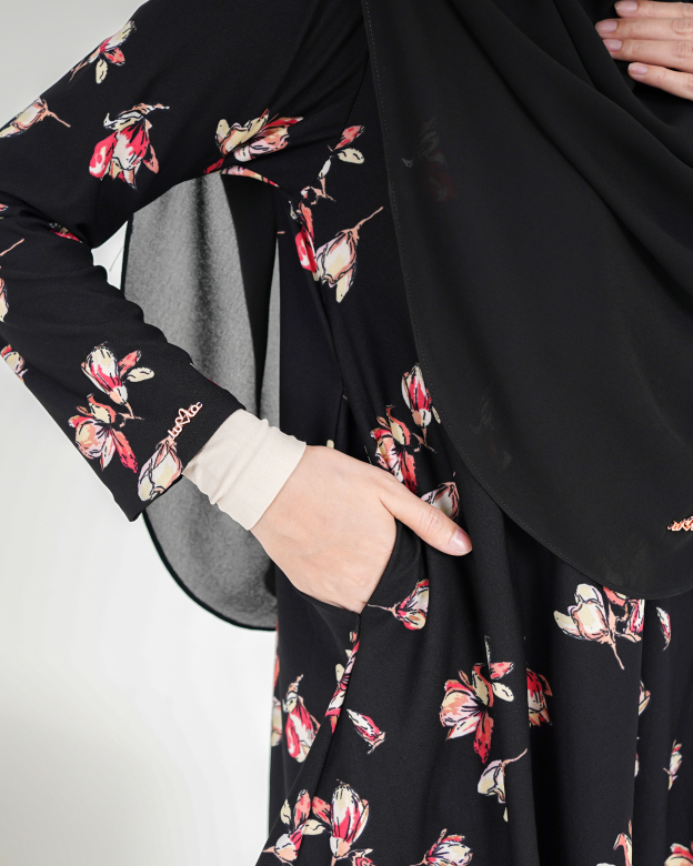 Baju Kurung Lola Printed 2.0 - Villea Black