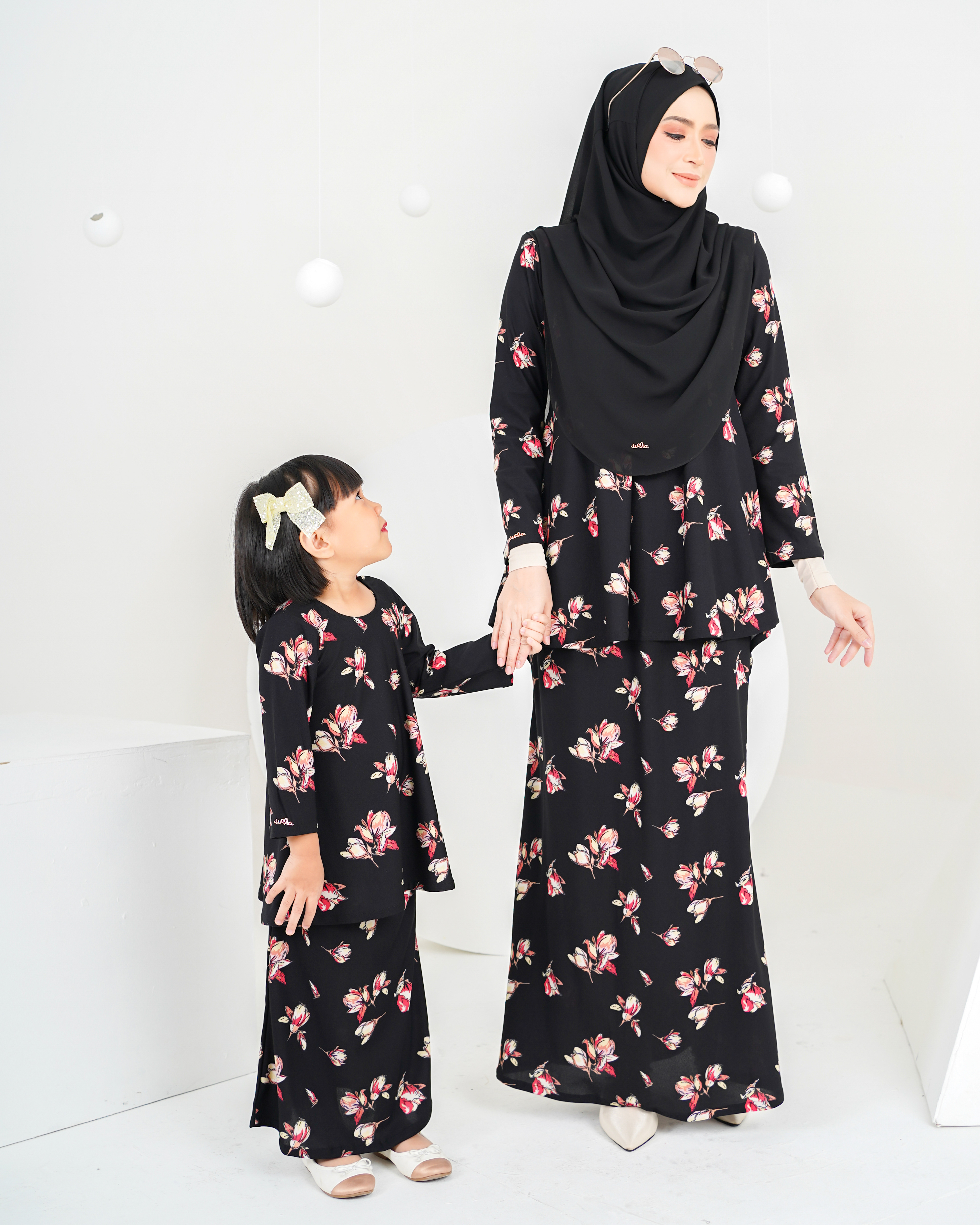 Baju Kurung Lola Printed Kids 2.0 - Villea Black