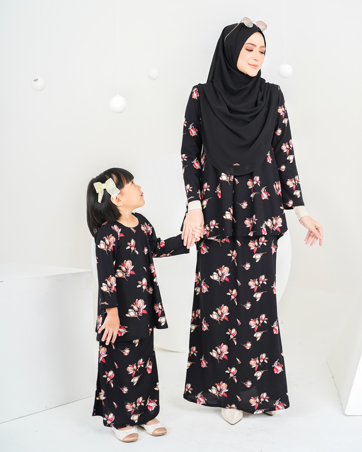 Baju Kurung Lola Printed Kids 2.0 - Villea Black