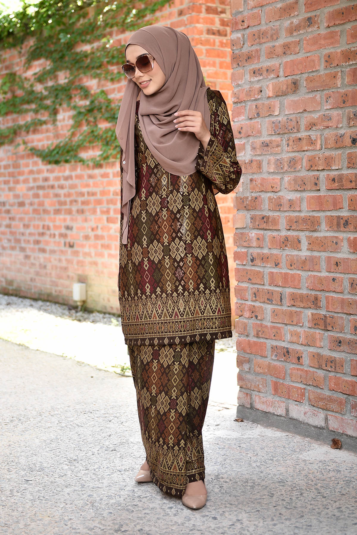 Baju Kurung Songket Luella - Brown Mocca