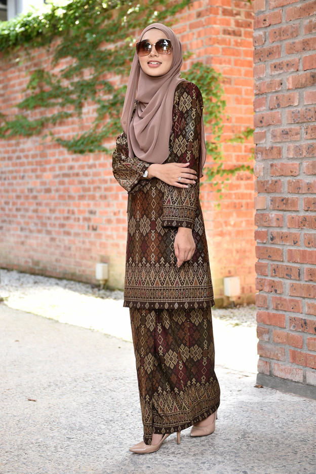 Baju Kurung Songket Luella - Brown Mocca