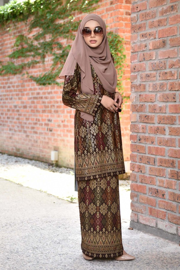 Baju Kurung Songket Luella - Brown Mocca