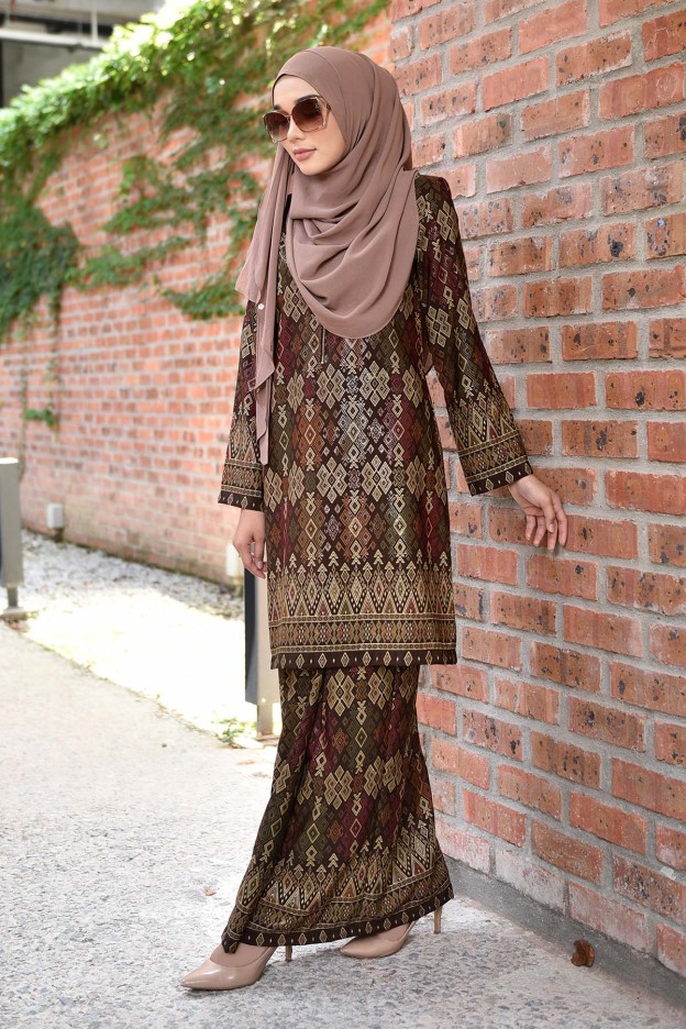 Baju Kurung Songket Luella - Brown Mocca