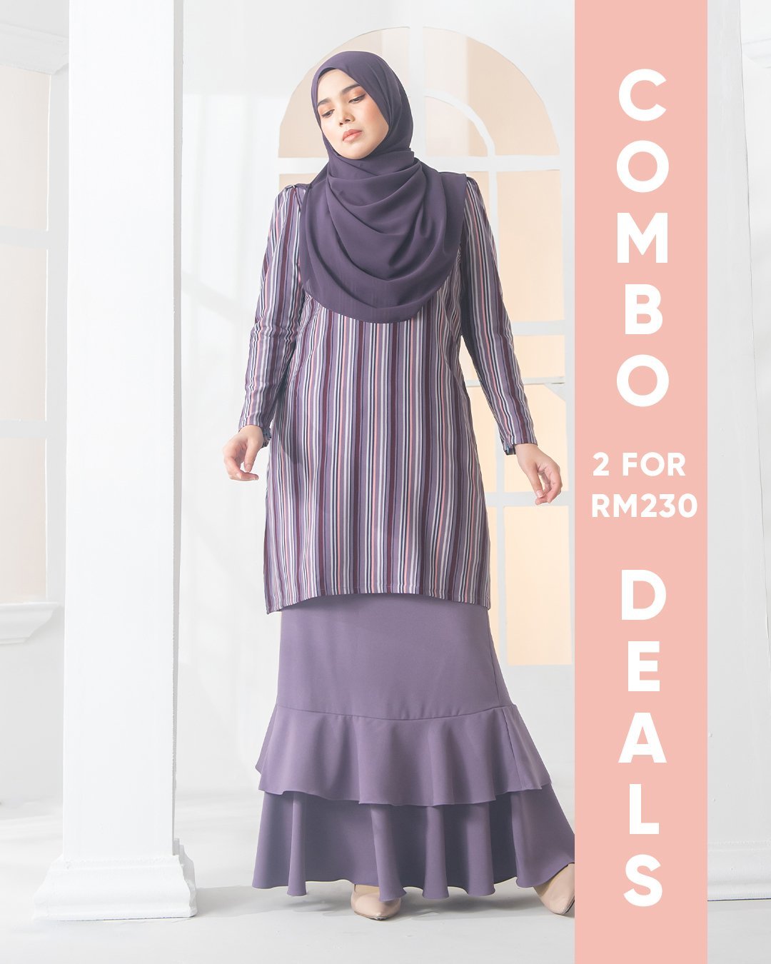 Baju Kurung Moden Puffy Luna Laluna X MCC – Lavender Purple