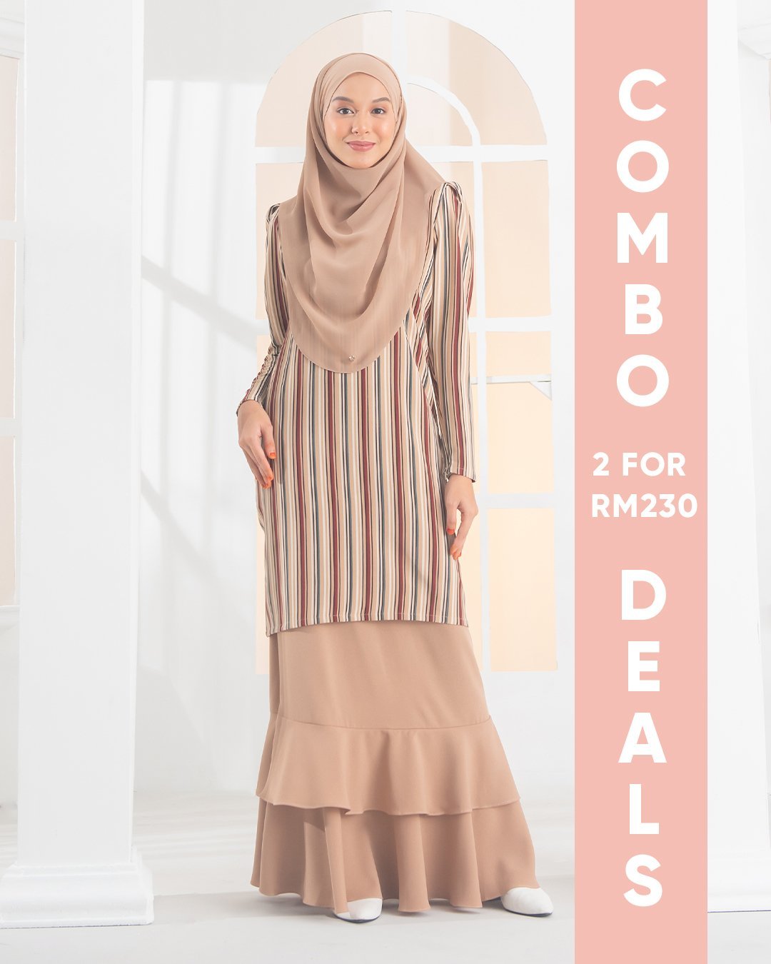 Baju Kurung Moden Puffy Luna Laluna X MCC – Sandy Nude