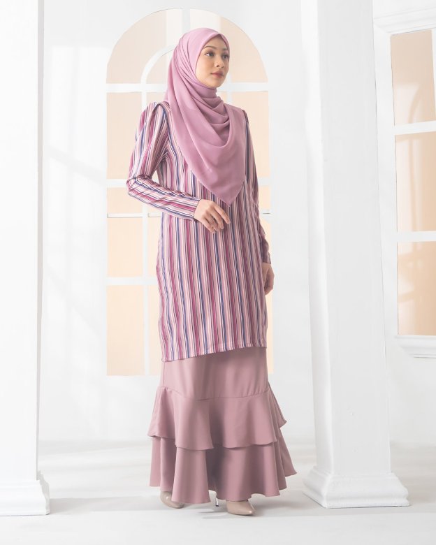 Baju Kurung Moden Puffy Luna Laluna X MCC – Dusty Pink
