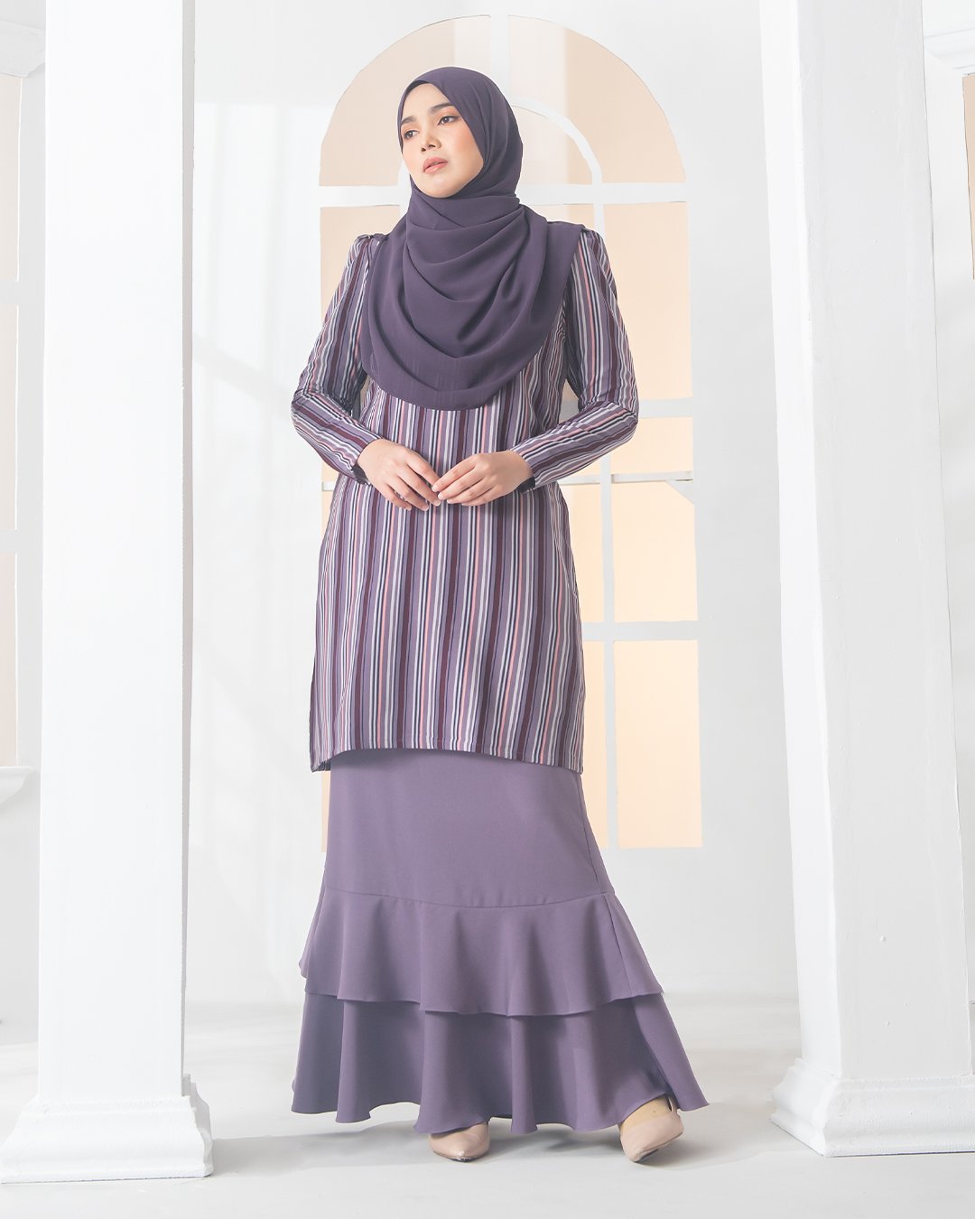 Baju Kurung Moden Puffy Luna Laluna X MCC – Lavender Purple