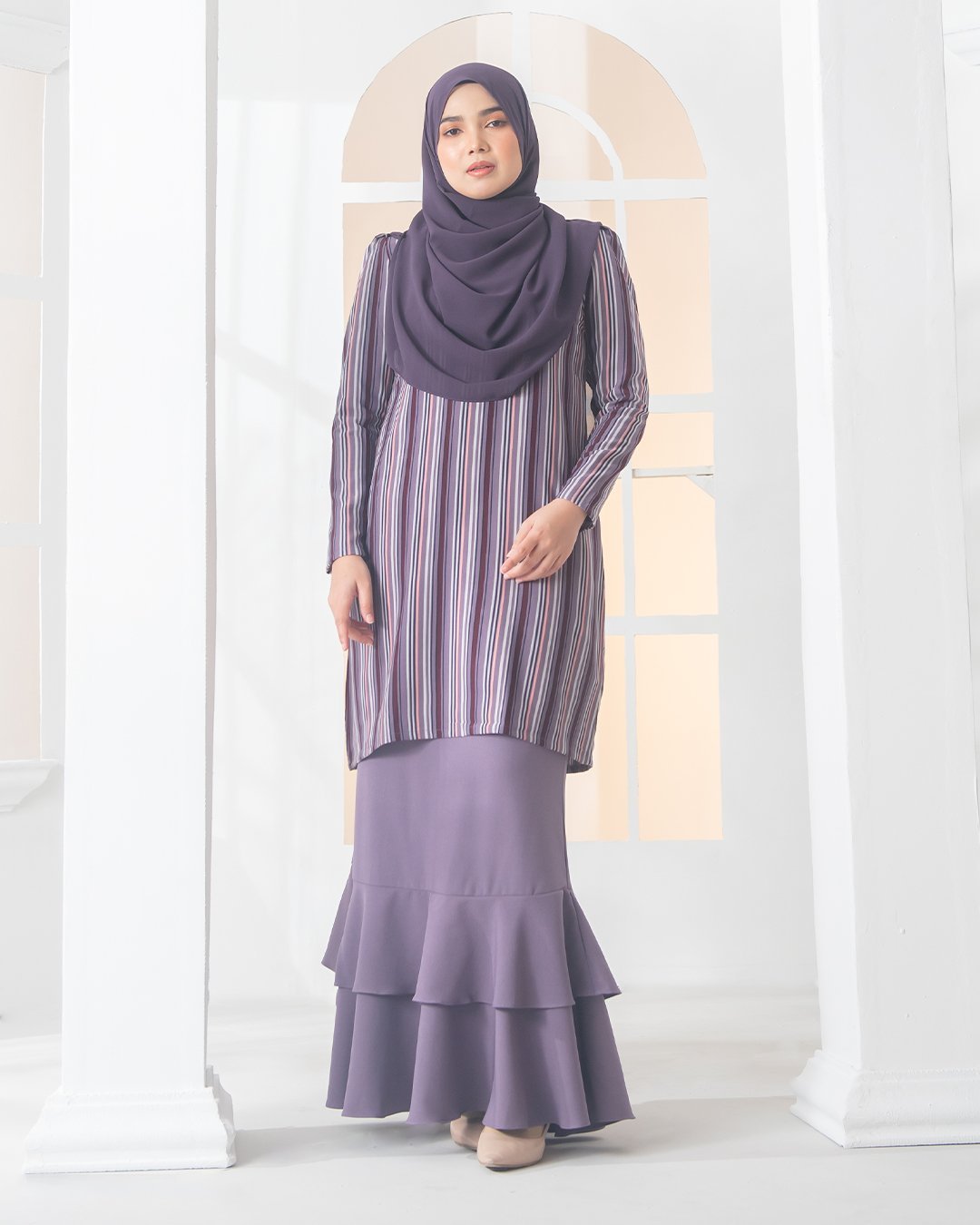 Baju Kurung Moden Puffy Luna Laluna X MCC – Lavender Purple