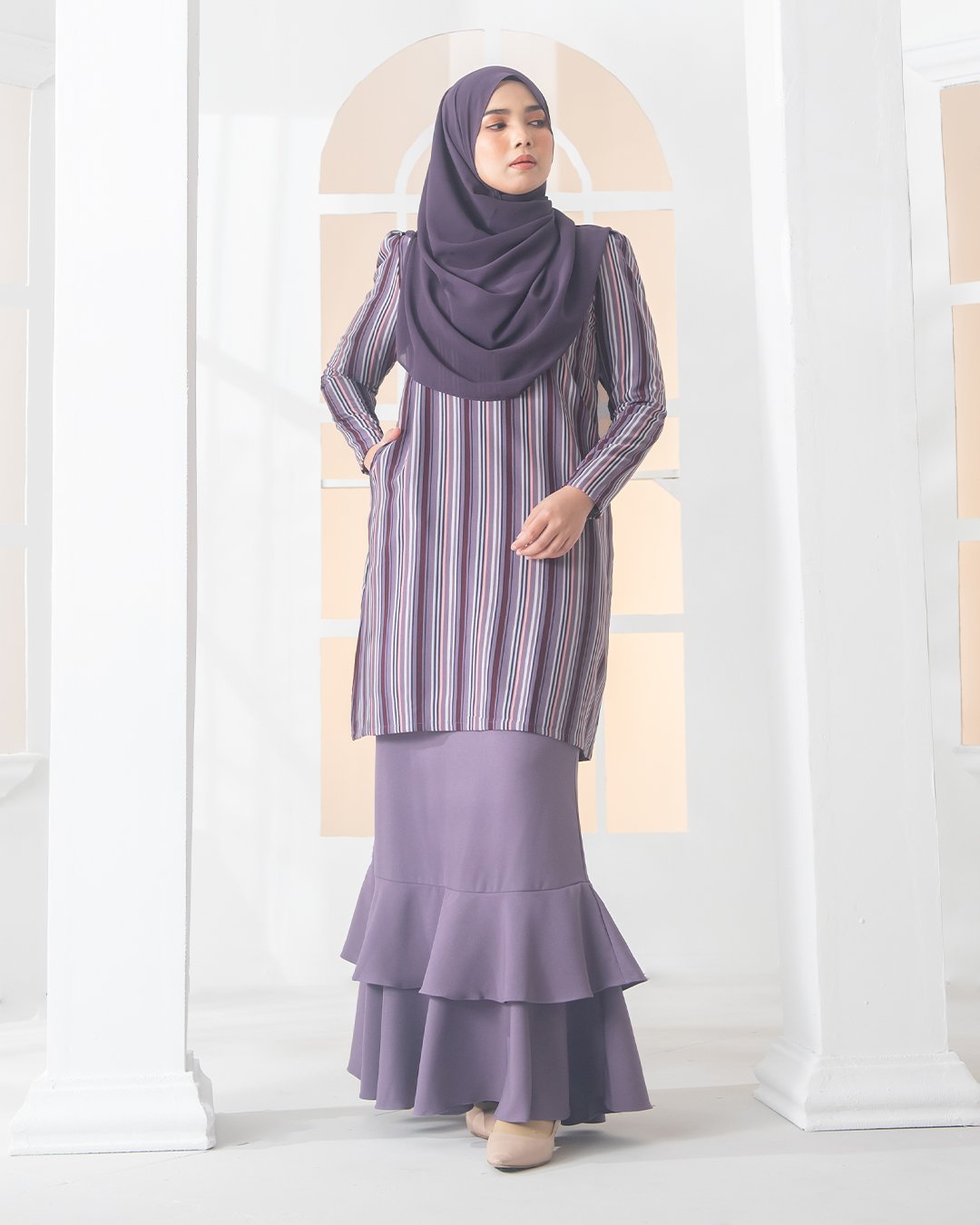 Baju Kurung Moden Puffy Luna Laluna X MCC – Lavender Purple
