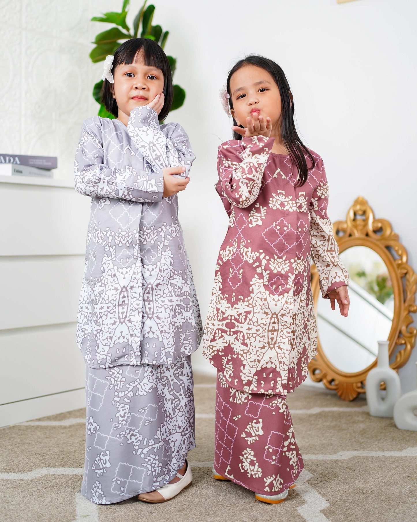 Baju Kurung Moden Afira Kids - Light Grey