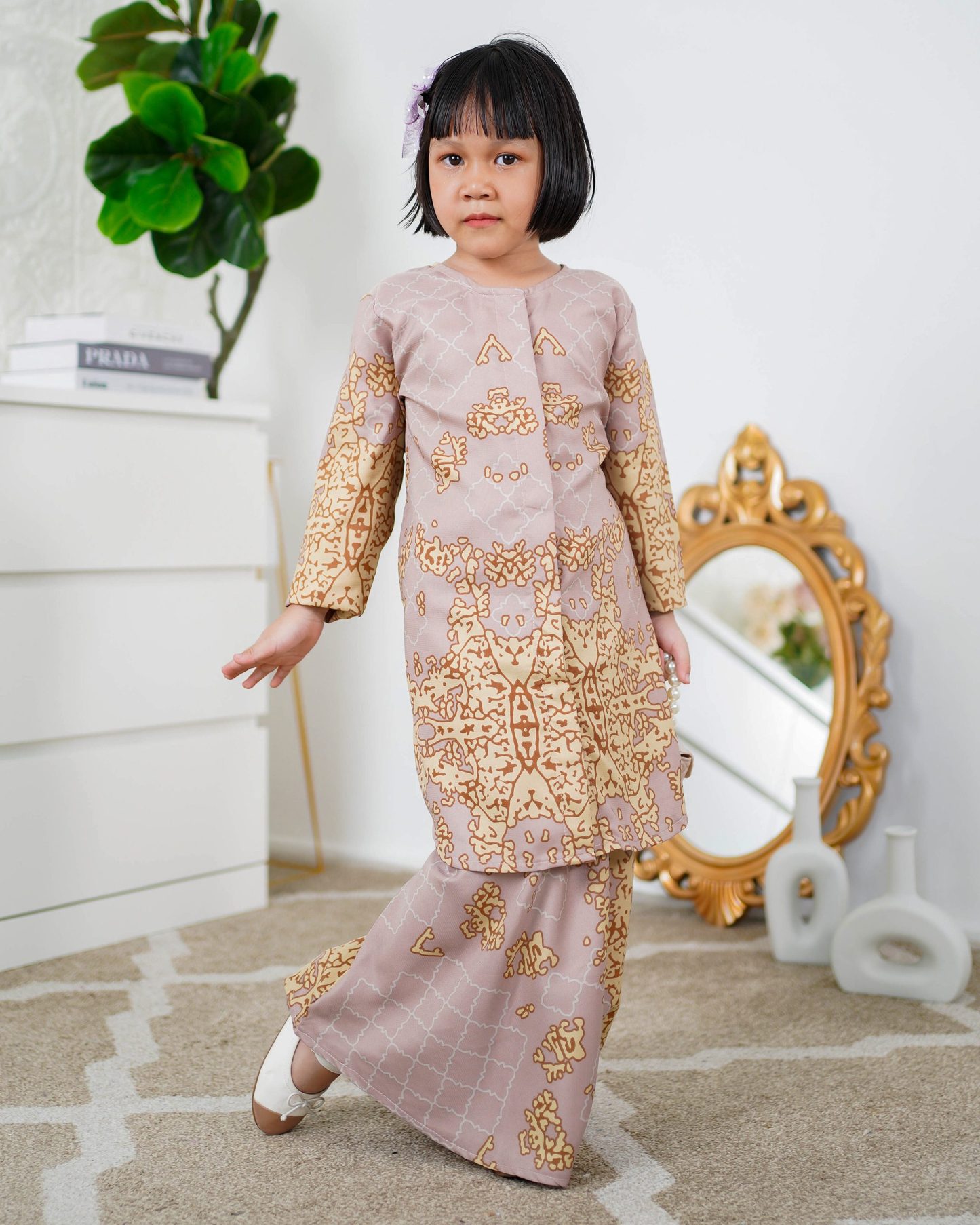 Baju Kurung Moden Afira Kids - Nude Sandy