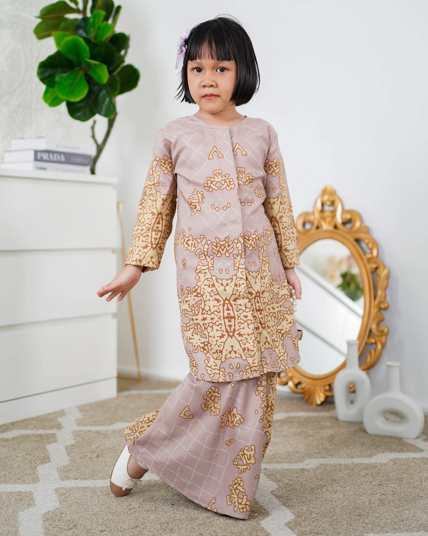 Baju Kurung Moden Afira Kids - Nude Sandy