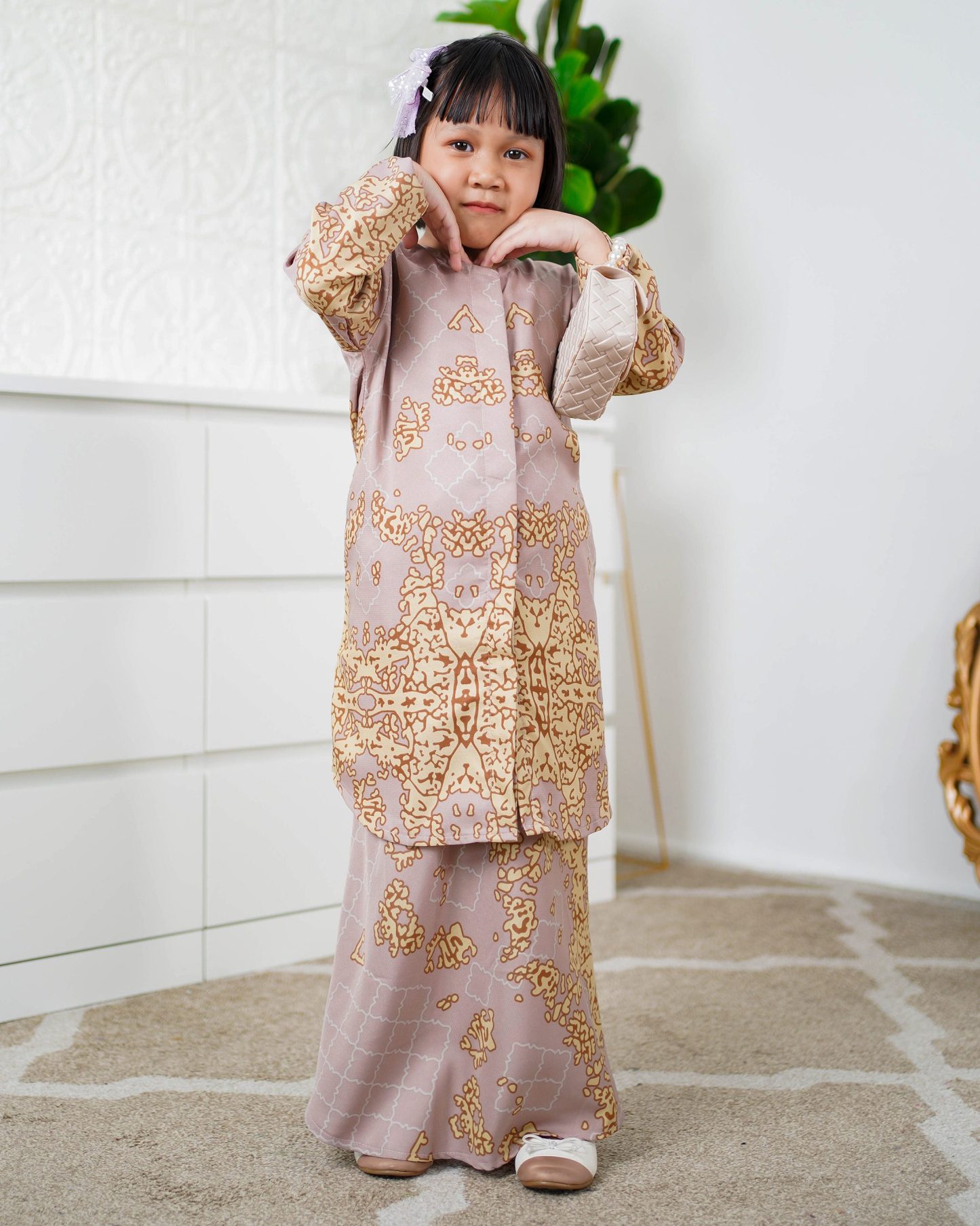 Baju Kurung Moden Afira Kids - Nude Sandy