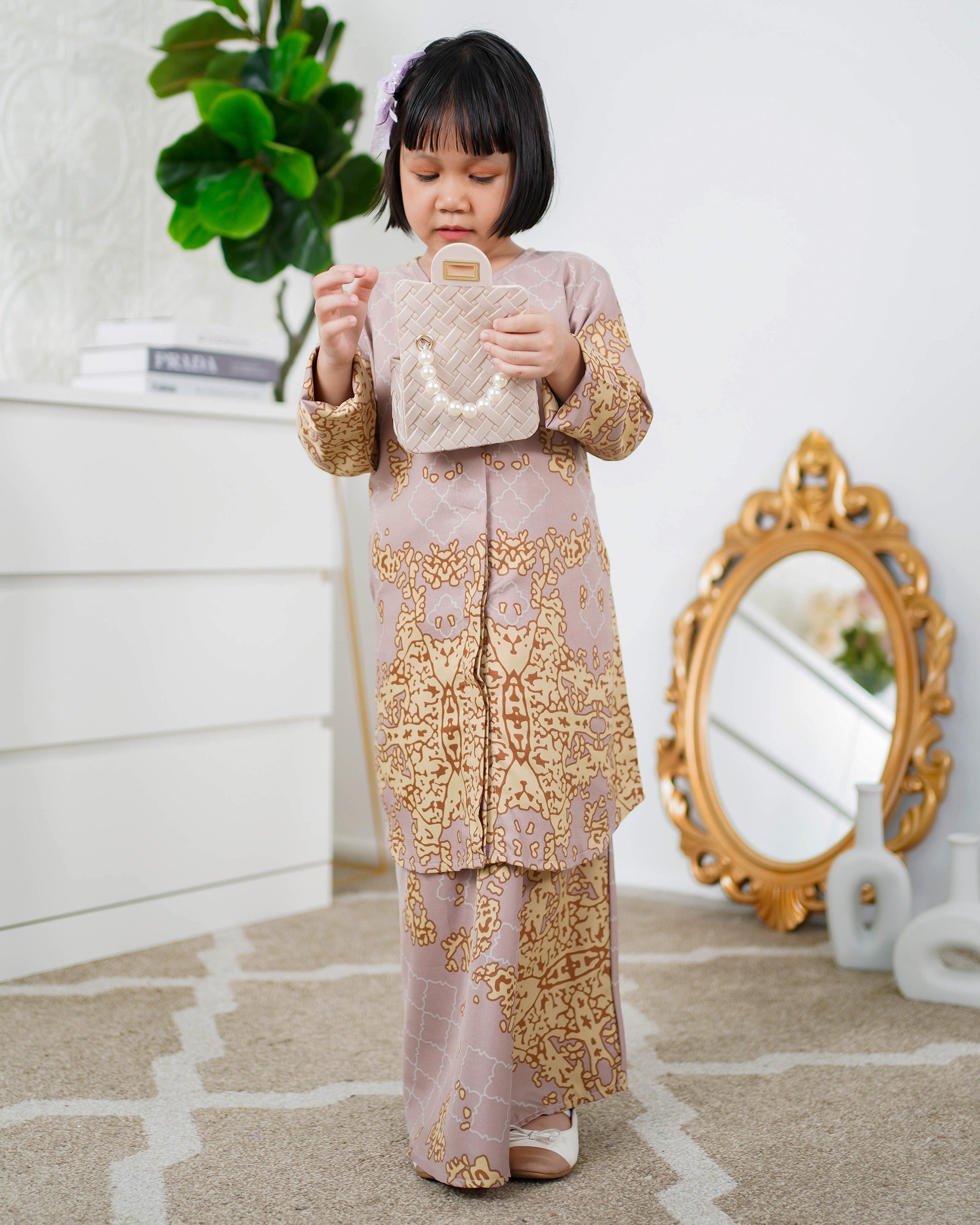 Baju Kurung Moden Afira Kids - Nude Sandy