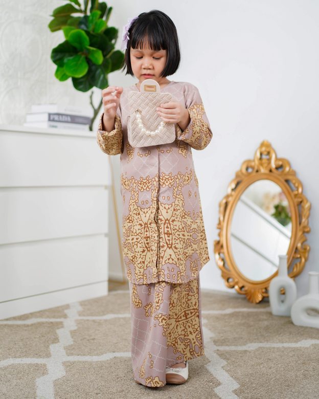 Baju Kurung Moden Afira Kids - Nude Sandy