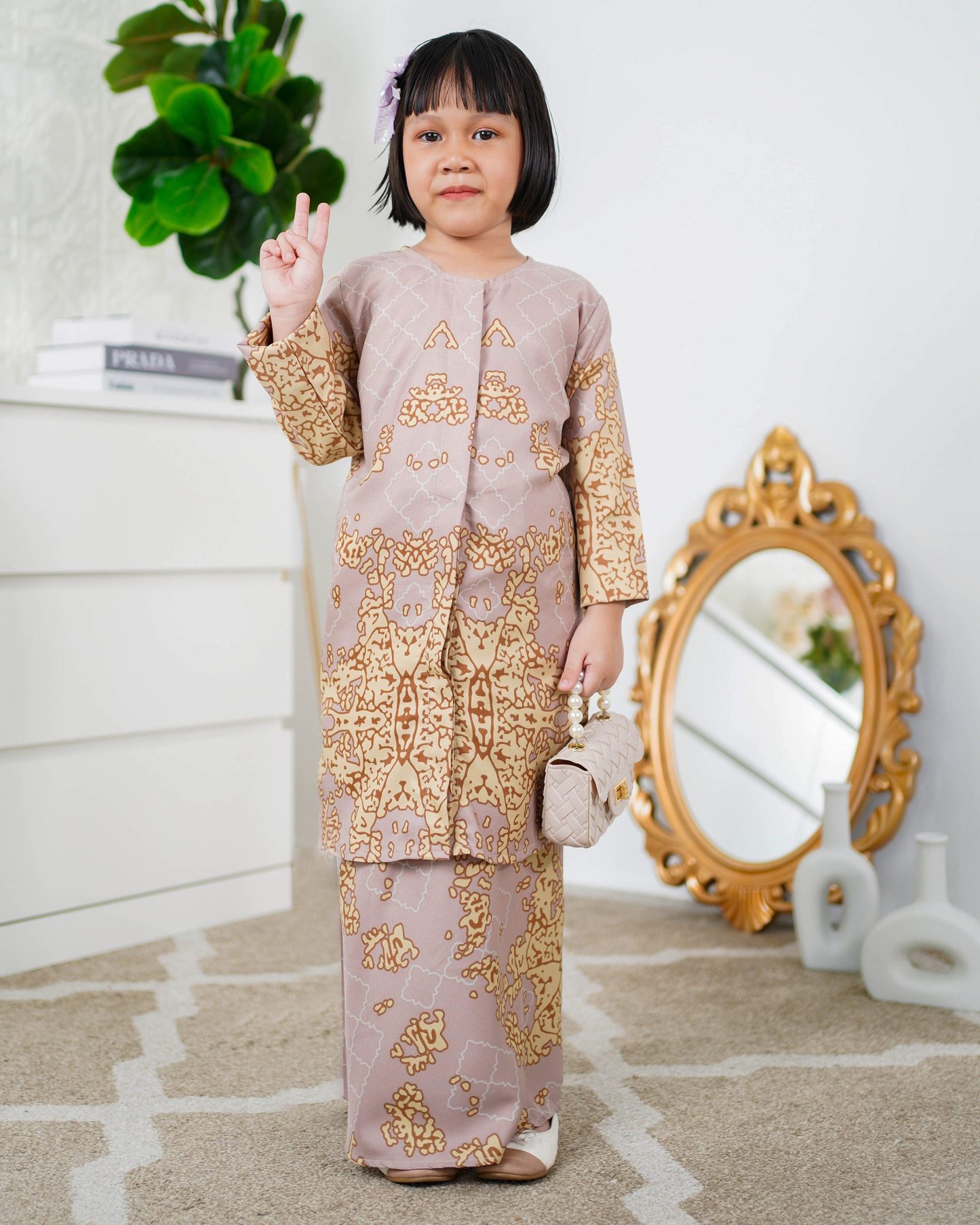 Baju Kurung Moden Afira Kids - Nude Sandy
