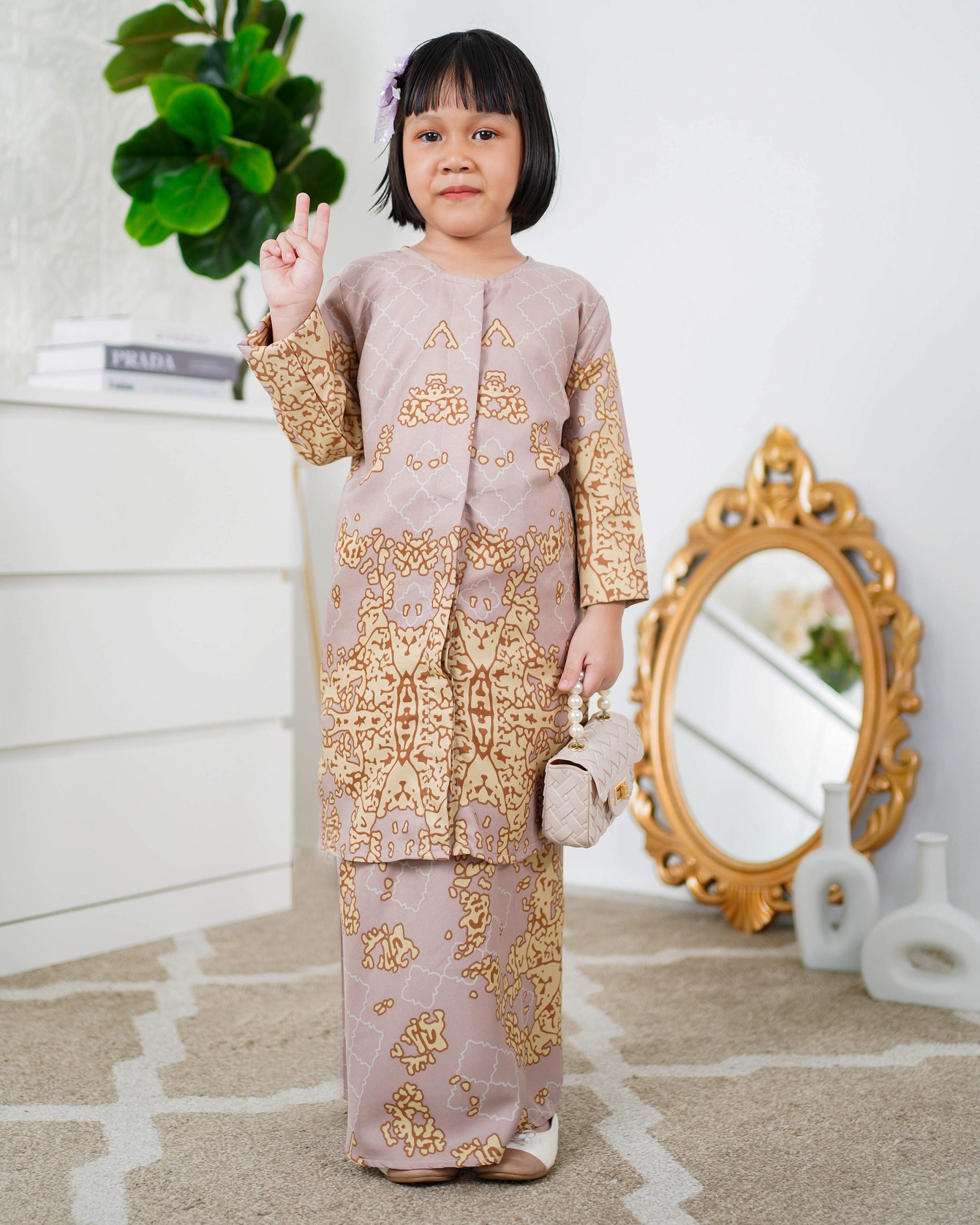 Baju Kurung Moden Afira Kids - Nude Sandy
