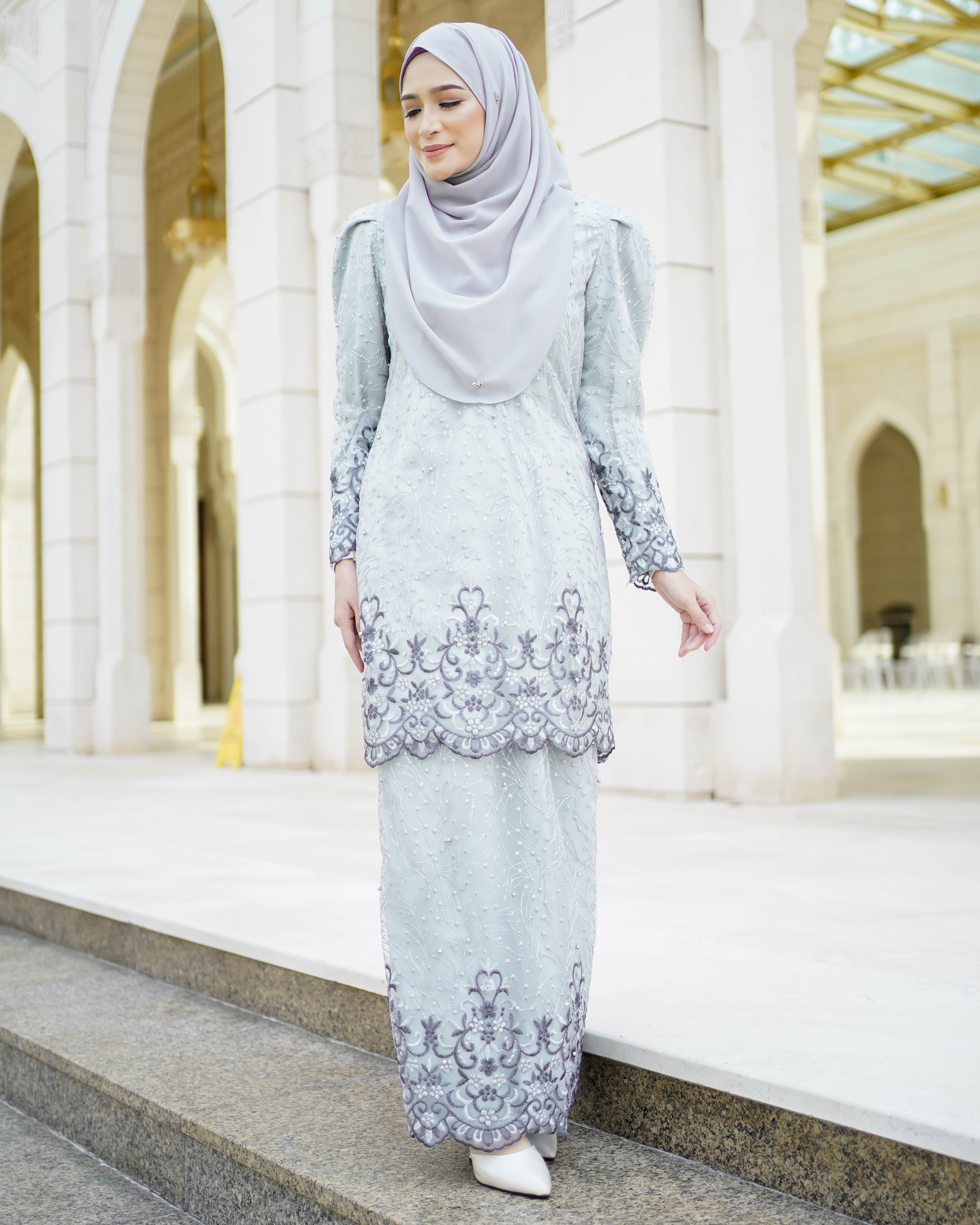 Baju Kurung Moden Ulyssa Cloud Grey – MCC Lifestyle
