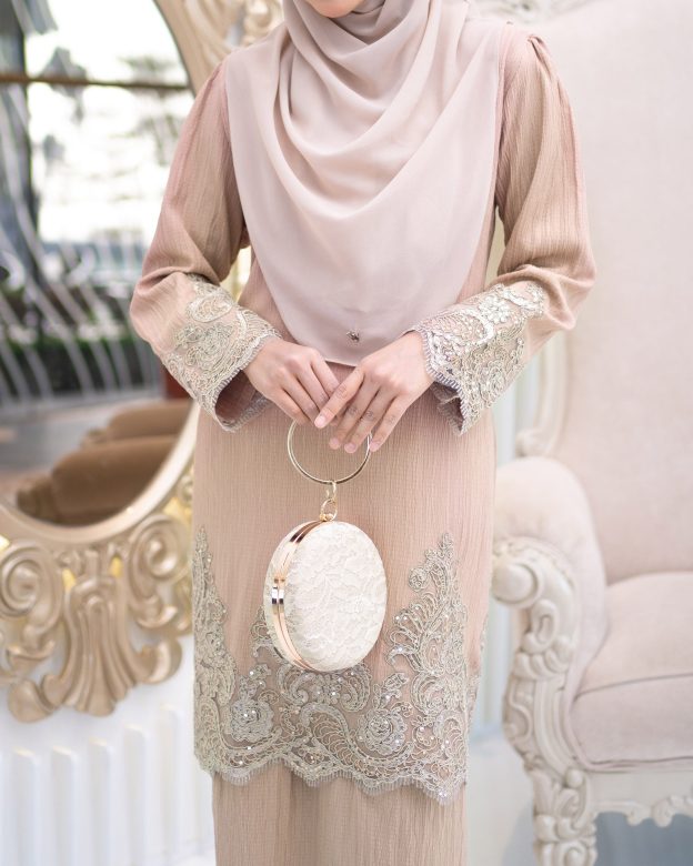 Baju Kurung Moden Lace Hayley - Champagne Nude