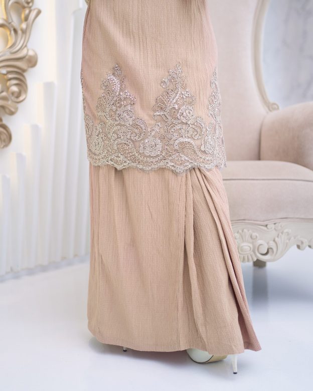 Baju Kurung Moden Lace Hayley - Champagne Nude