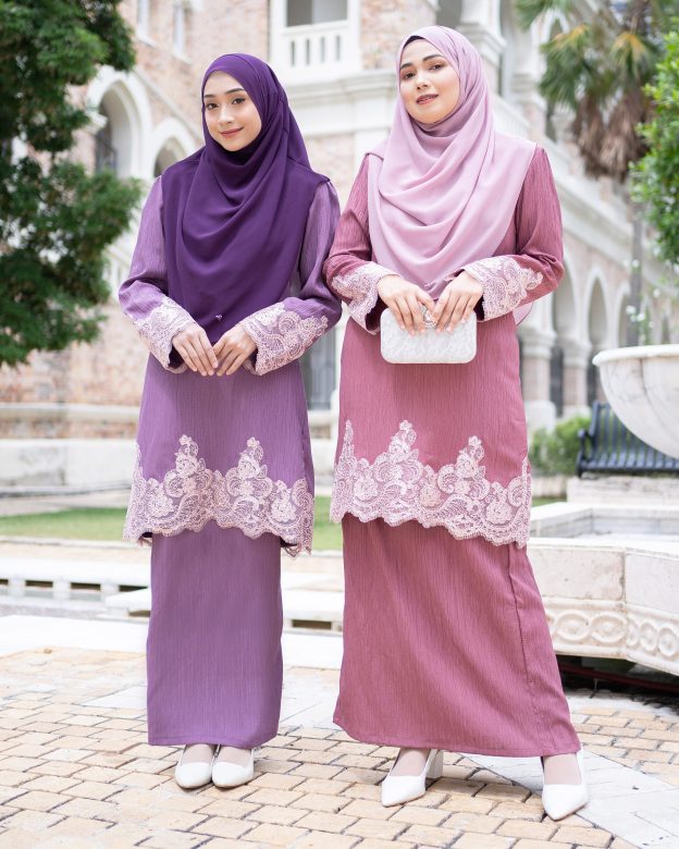 Baju Kurung Moden Lace Hayley - Hibiscus