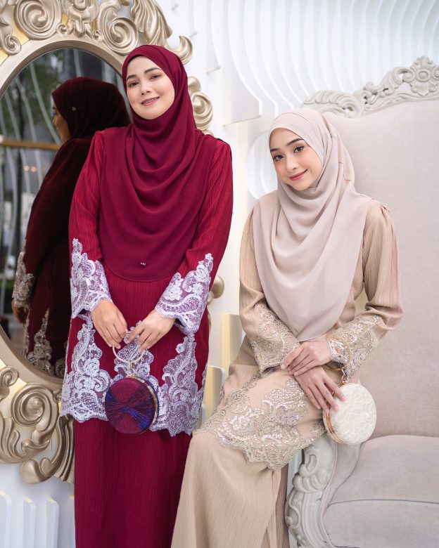 Baju Kurung Moden Lace Hayley - Champagne Nude