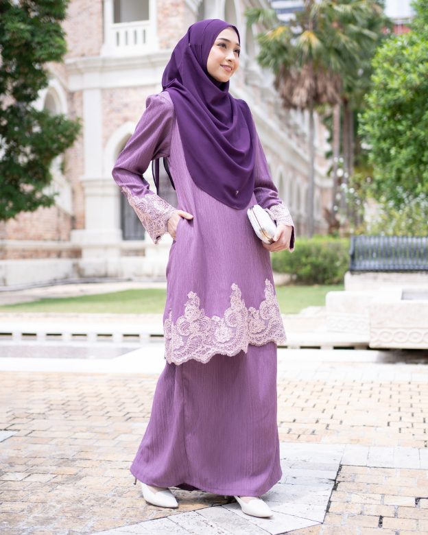 Baju Kurung Moden Lace Hayley - French Violet