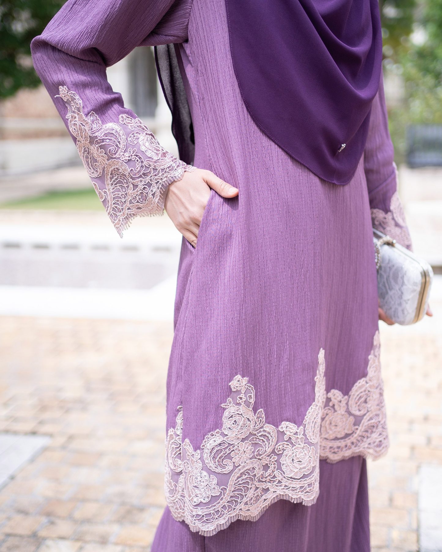 Baju Kurung Moden Lace Hayley - French Violet