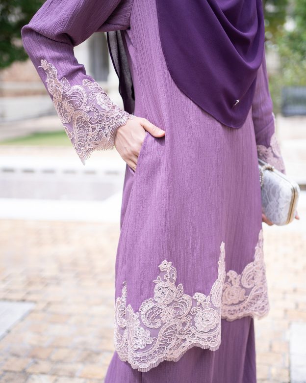 Baju Kurung Moden Lace Hayley - French Violet