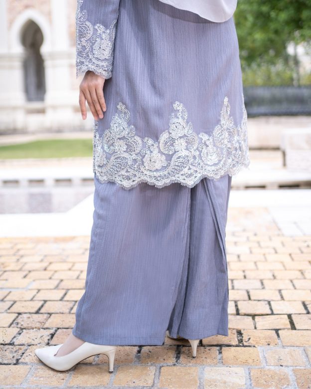 Baju Kurung Moden Lace Hayley - Steel Grey