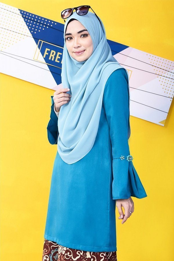 Baju Kurung Batik Naza - Greenish Blue