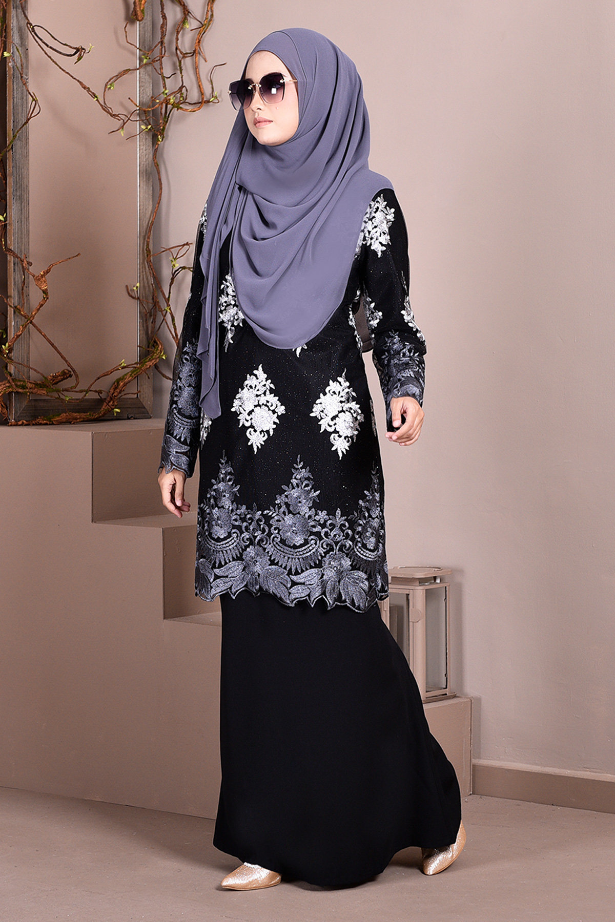 Baju Kurung Lace Ombre Sophie - Mystic Black